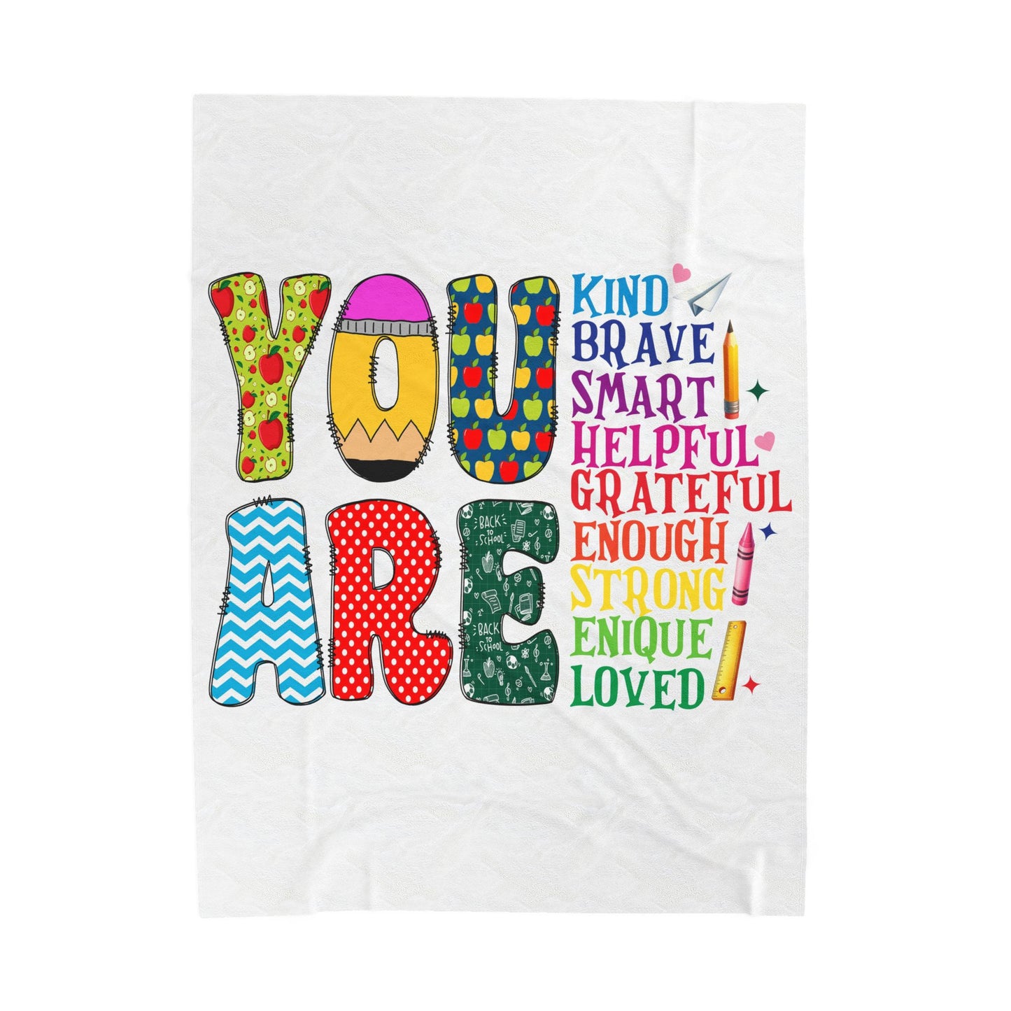 Inspirational Velveteen Plush Blanket - Cozy Comfort Throw, Kind Brave Grateful Design, Perfect Gift for Encouragement, Home Decor, [...]