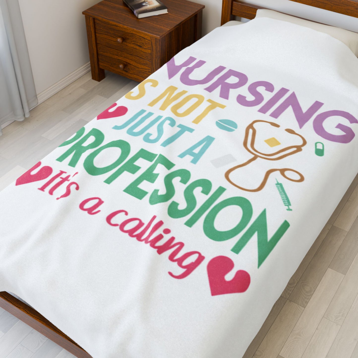 Nursing Calling Plush Blanket, Cozy Gift for Nurses, Soft Velveteen Throw, Nursing Decor, Inspirational Nursing Gift