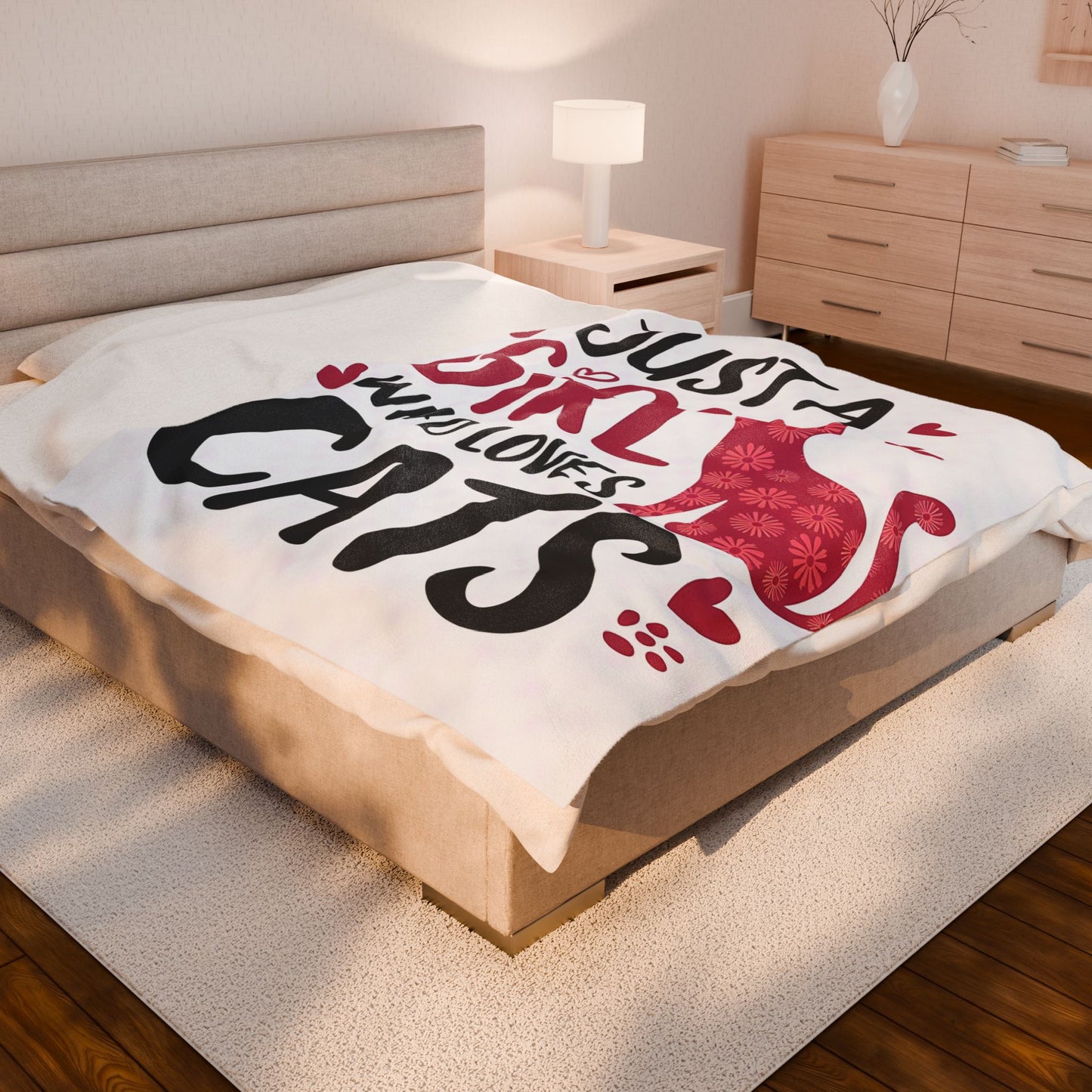 Cute Cat Lover Velveteen Plush Blanket, Cozy Cat Gift, Fleece Throw for Girls, Cat-themed Decor, Perfect for Cat Lovers