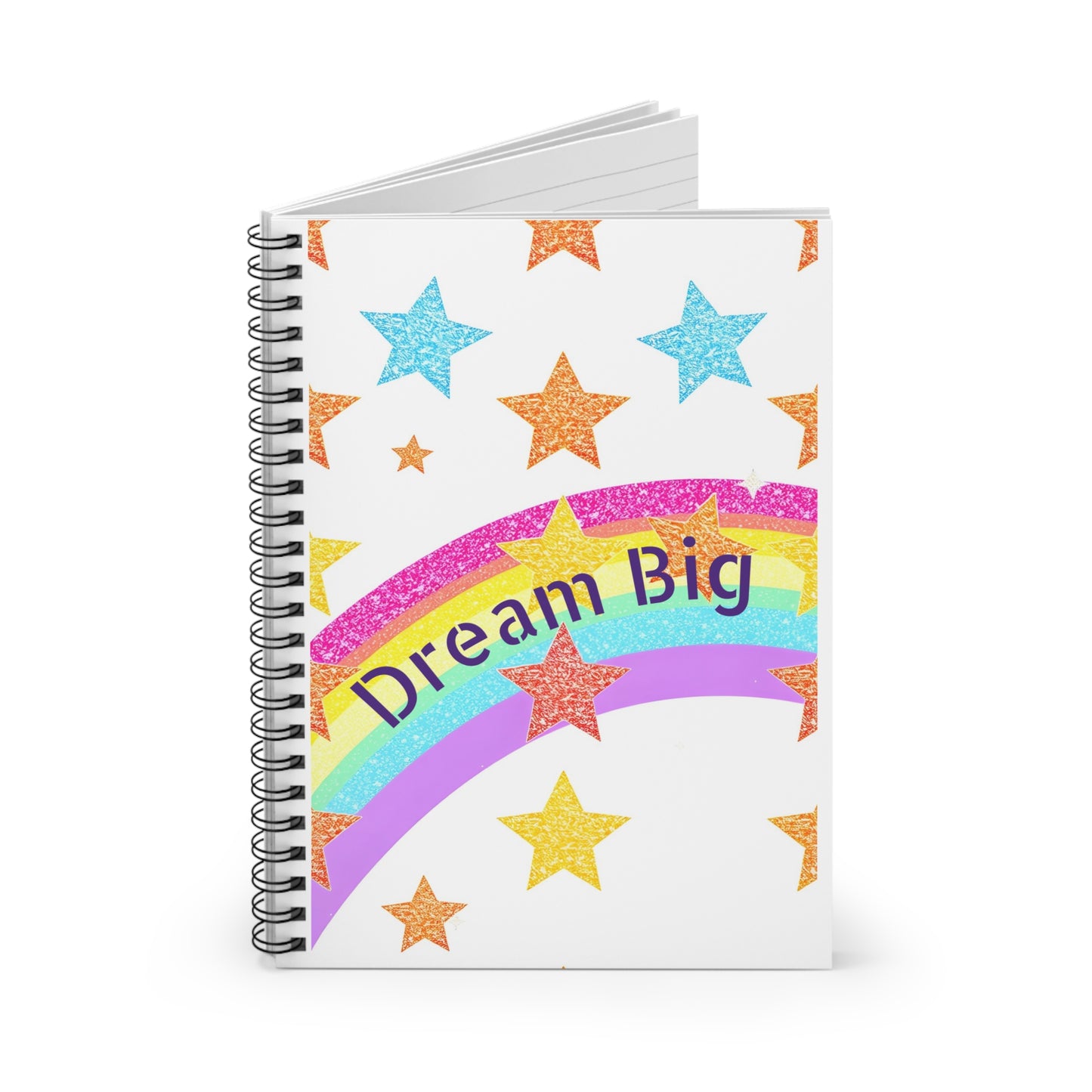 Dream Big Spiral Notebook - Colorful Star Theme, Motivational Journal for Kids, School Supplies, Gift for Students, Rainbow Notebook