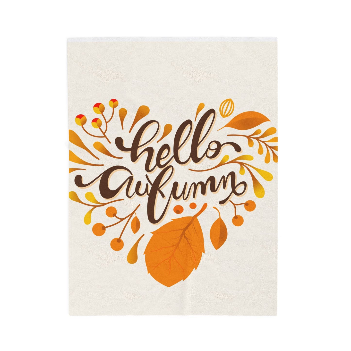 Autumn Hello Velveteen Plush Blanket | Cozy Fall Throw, Thanksgiving Gift, Seasonal Home Decor, Warm Blanket, Gift for Her