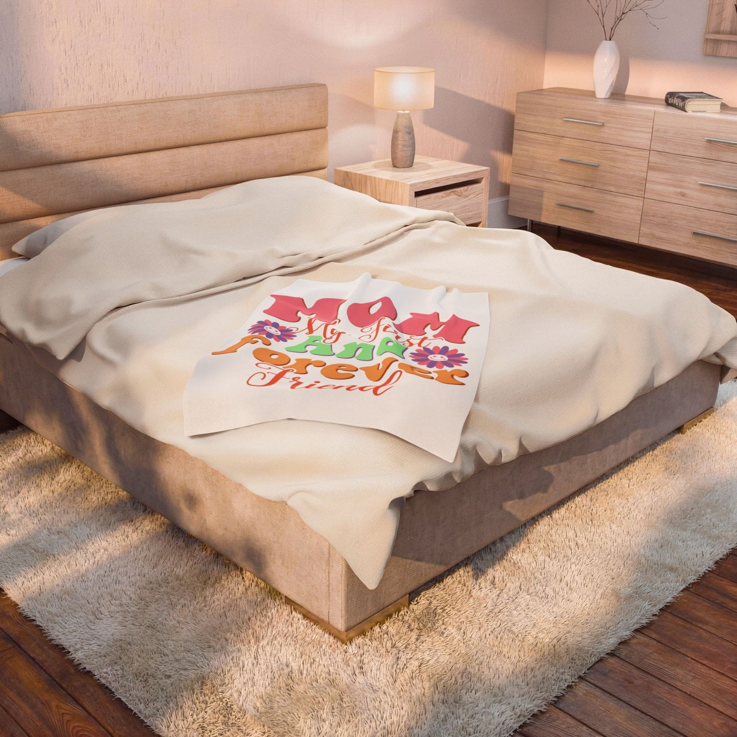 "Mom My First And Forever Friend" Floral Retro Mother's Day Throw
