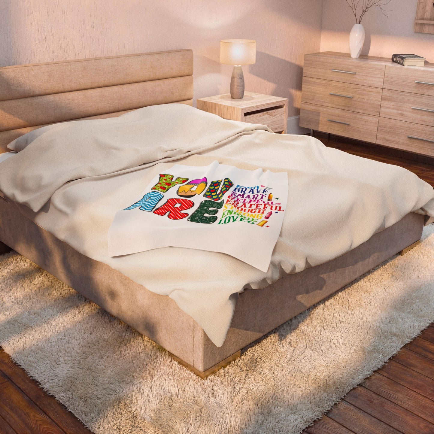 Inspirational You Are Velveteen Plush Blanket