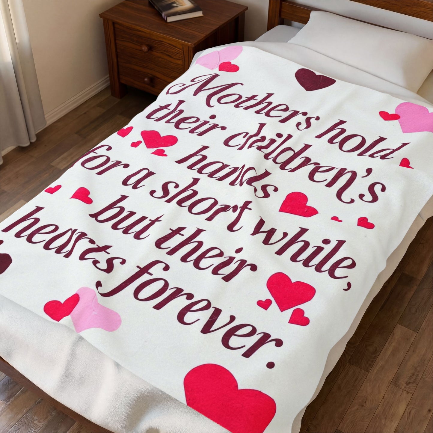 Mothers Hold Their Children's Hands Velveteen Plush Blanket