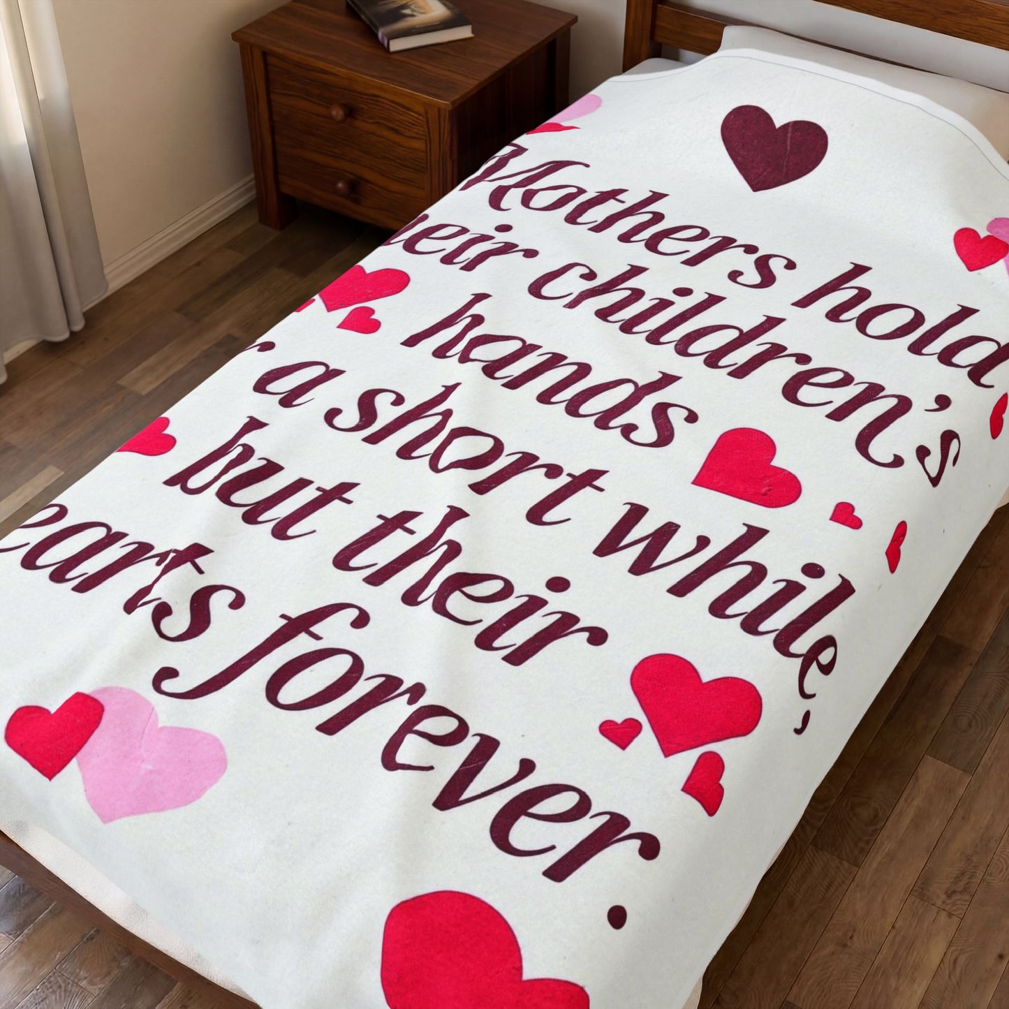 Mothers Hold Their Children's Hands Velveteen Plush Blanket