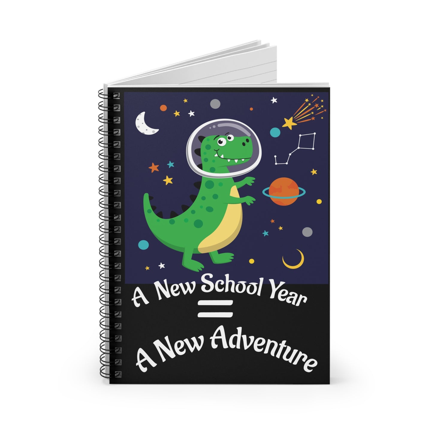 Cosmic Dino Spiral Notebook - Ruled Line, Vibrant Dinosaur Design, Great for Kids, Back to School, Journaling, Gift for Space Lovers