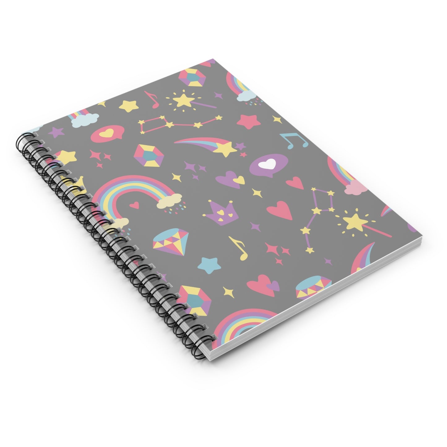 Whimsical Spiral Notebook - Dreamy Rainbows & Stars, Cute Journal, Aesthetic Stationery, Gift for Kids & Teens, Colorful Writing Pad
