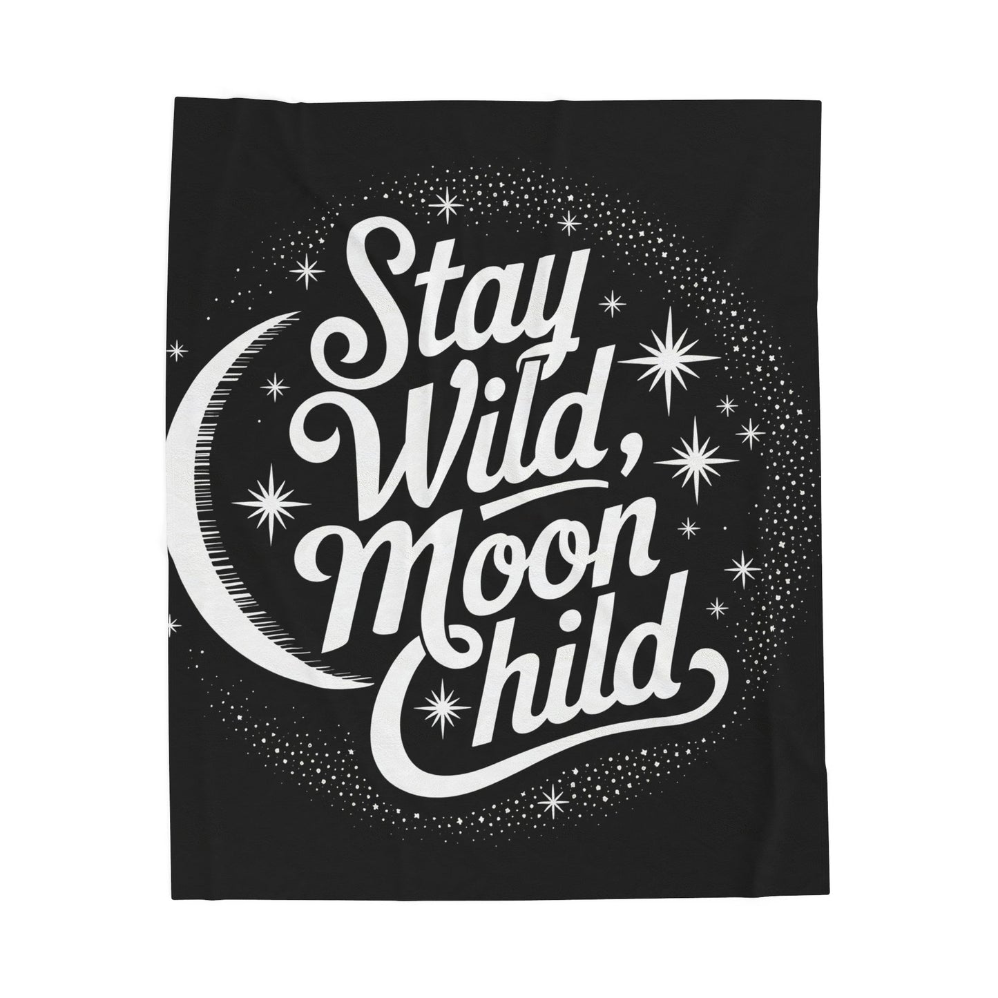 Moon Child Velveteen Plush Blanket, Cozy Throw for Boho Decor, Gift for Astrology Lovers, Soft Blanket for Home, Stay Wild Blanket