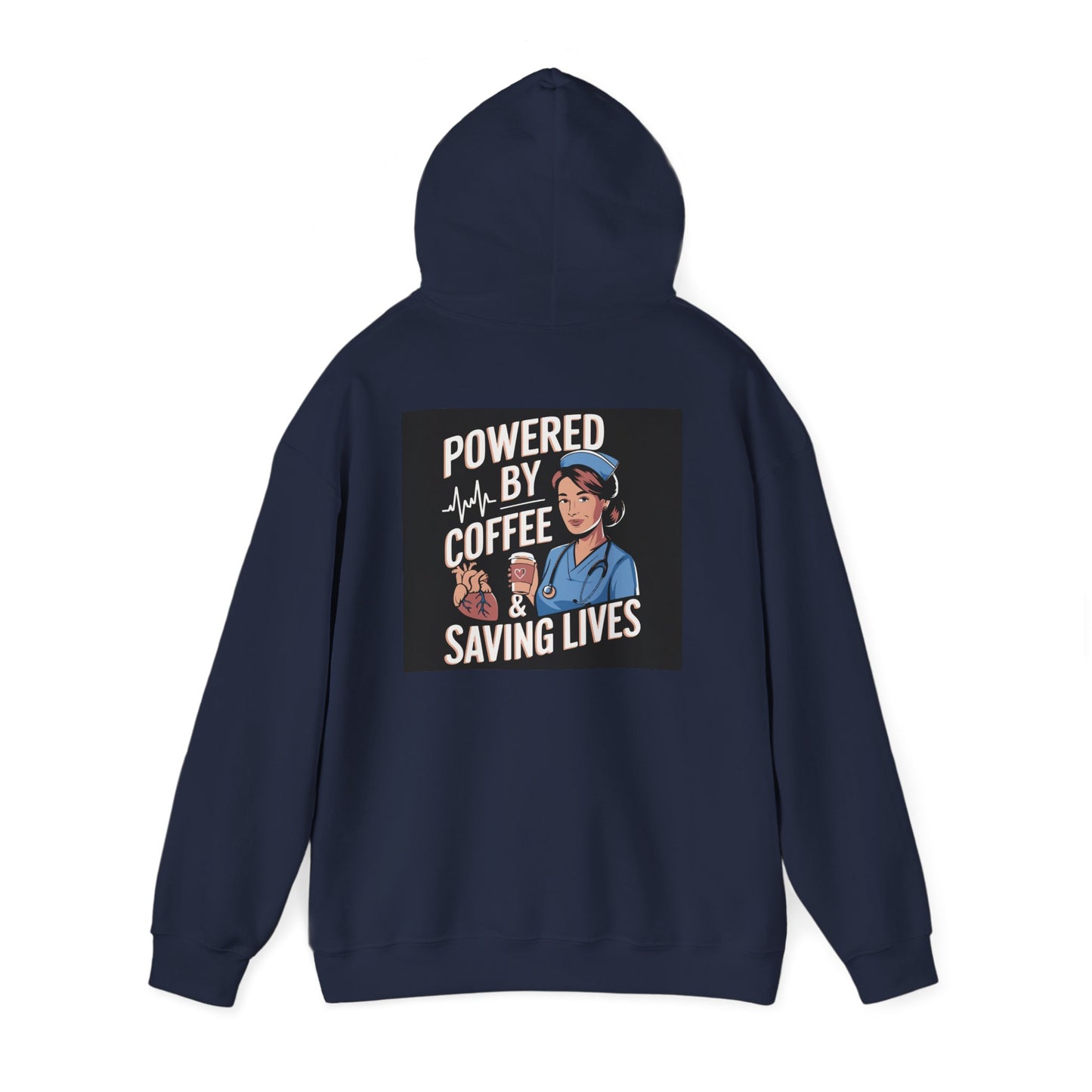 Powered by Coffee Unisex Hoodie, Cozy Sweatshirt, Gift for Nurses, Coffee Lover Apparel, Funny Medical Sweatshirt