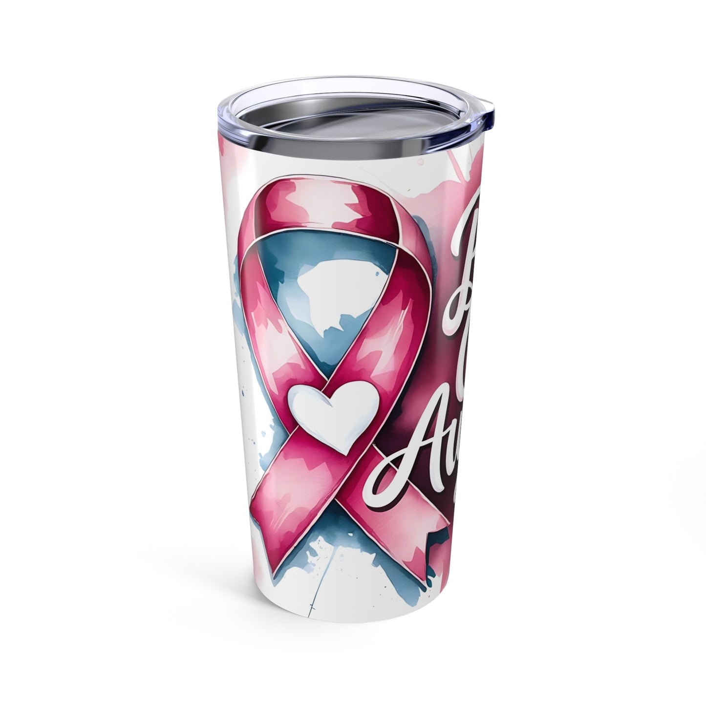 Breast Cancer Awareness Tumbler 20oz, Motivational Drinkware, Thoughtful Gift for Survivors, Pink Ribbon Cup, Support & Awareness