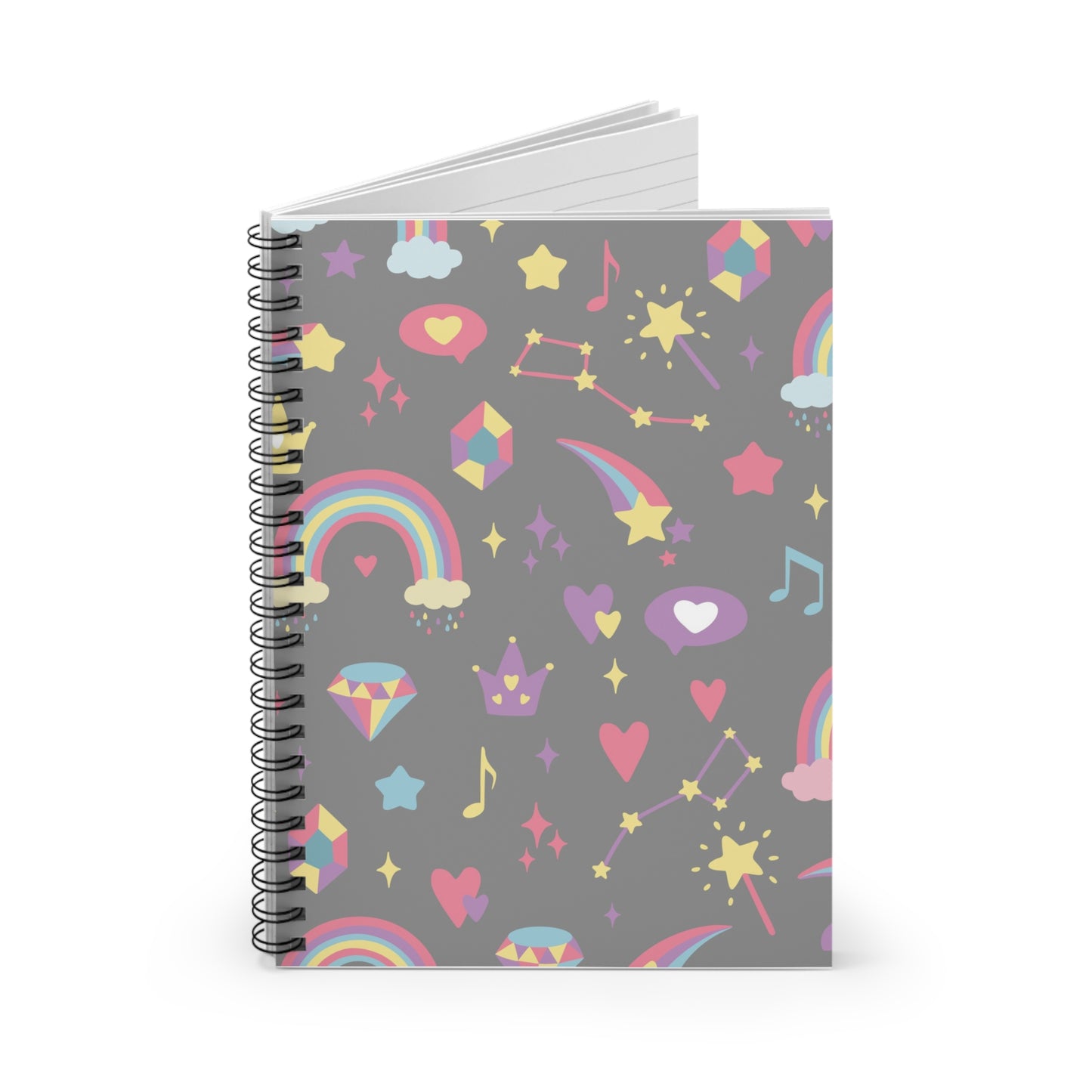 Whimsical Spiral Notebook - Dreamy Rainbows & Stars, Cute Journal, Aesthetic Stationery, Gift for Kids & Teens, Colorful Writing Pad