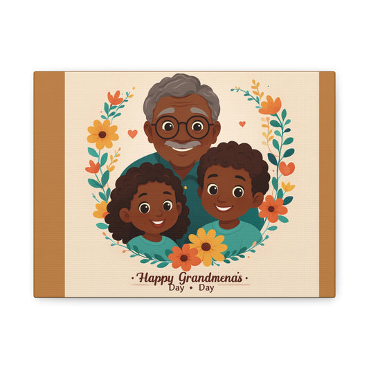 Custom Matte Canvas Art for Grandparents, Family Wall Decor, Cherished Gift for Grandma, Colorful Floral Design, Happy Grandmothers Day