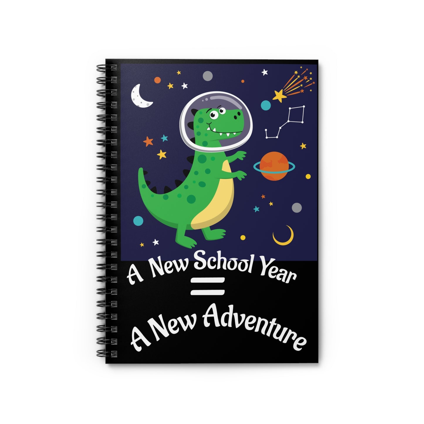 Cosmic Dino Spiral Notebook - Ruled Line, Vibrant Dinosaur Design, Great for Kids, Back to School, Journaling, Gift for Space Lovers