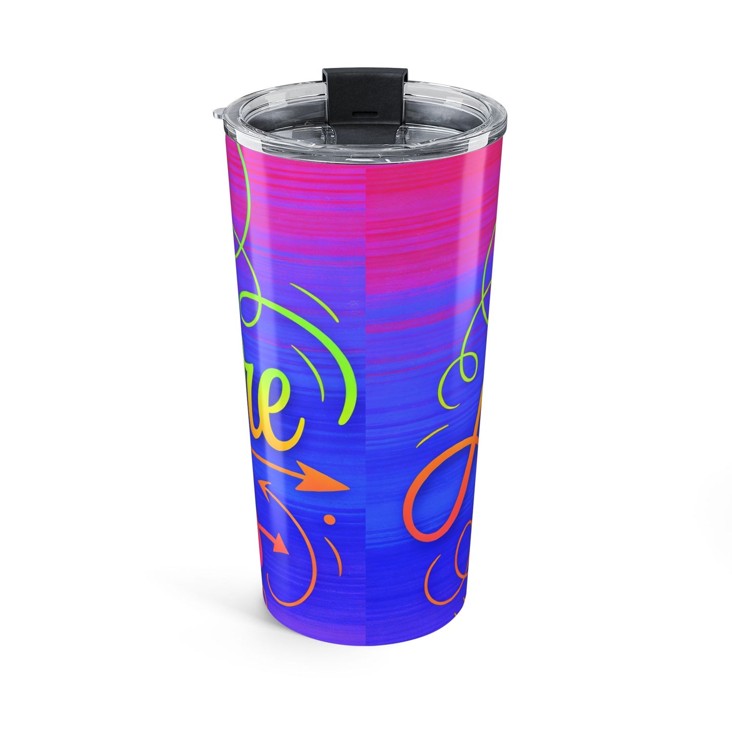 "The Adventure Begins" Neon Gradient Travel Cup