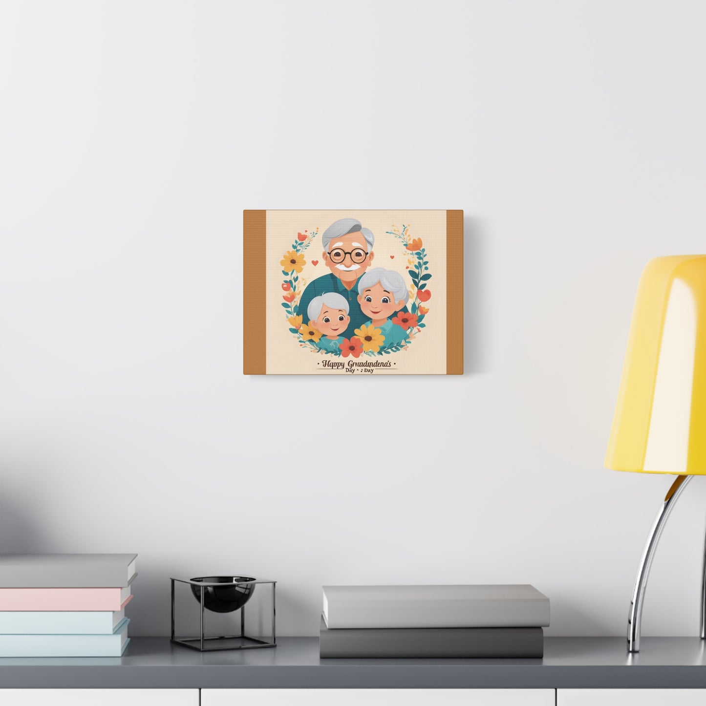 Grandparents Day Canvas Art, Whimsical Family Portrait Print, Wall Decor for Grandparents, Personalized Gift, Family Love Artwork