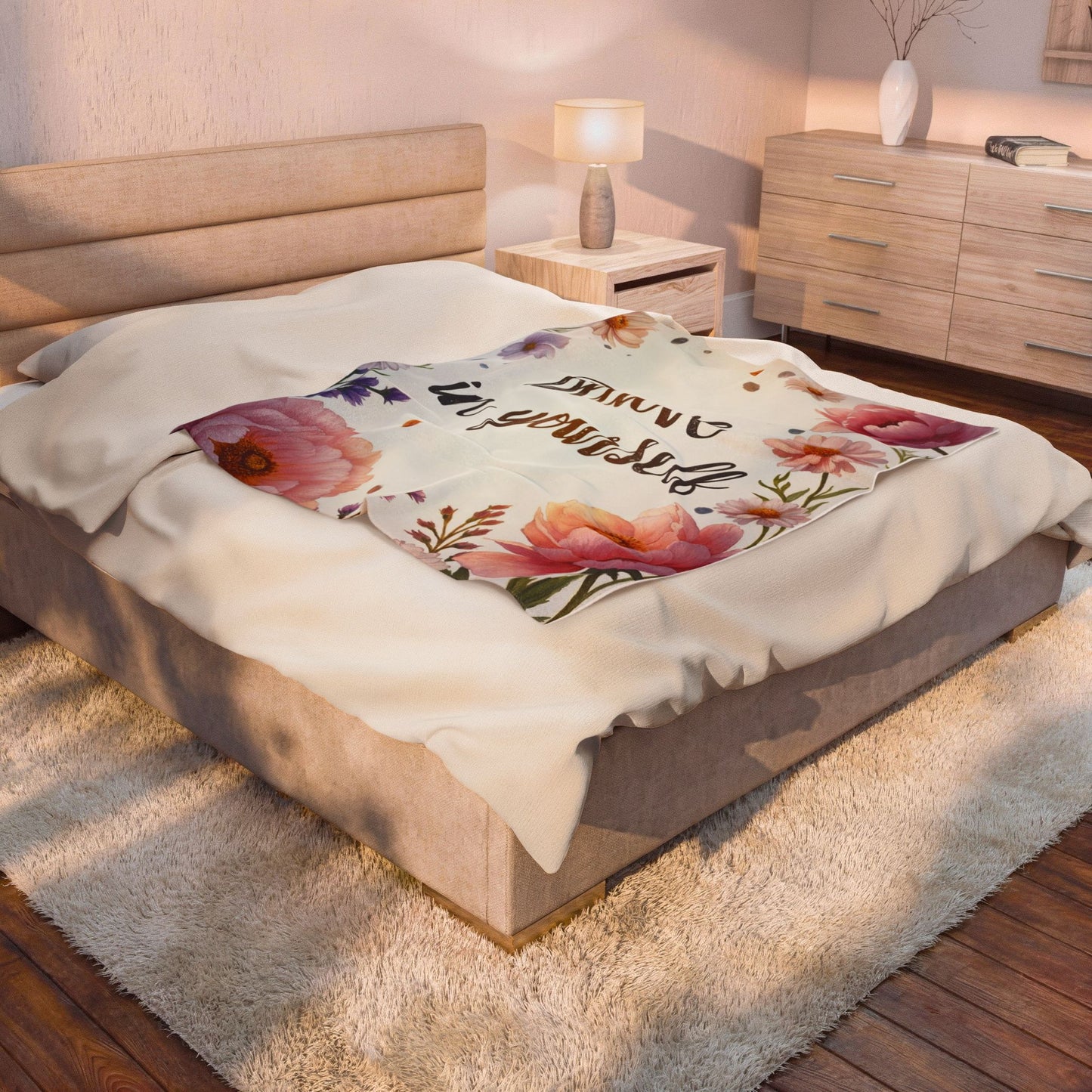 Inspirational Believe In Yourself Floral Velveteen Plush Blanket