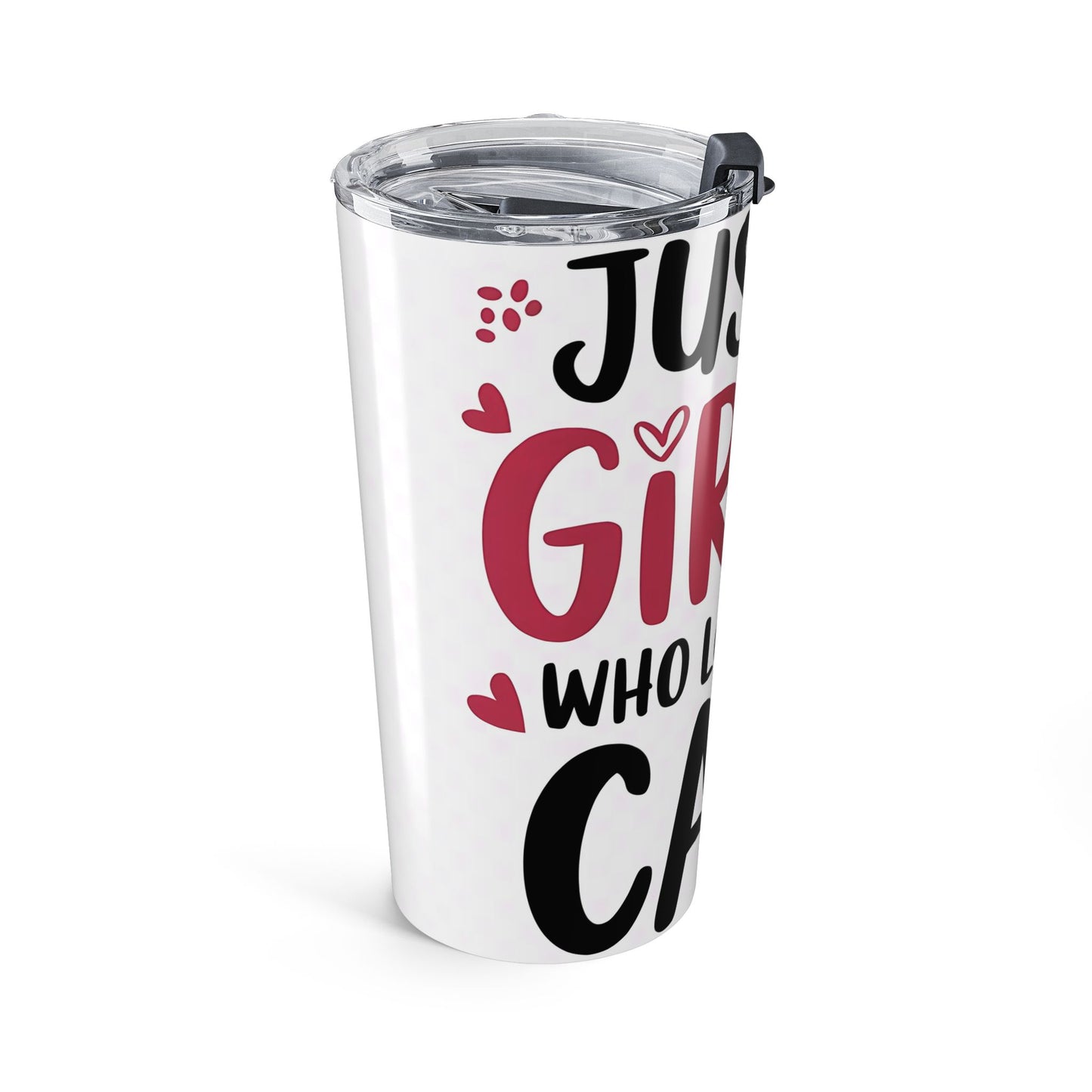 Just a Girl Who Loves Cats Tumbler | 20oz Travel Mug, Cat Lover Gift, Pet Lover Drinkware, Cute Cat Tumbler, Unique Gift for Her