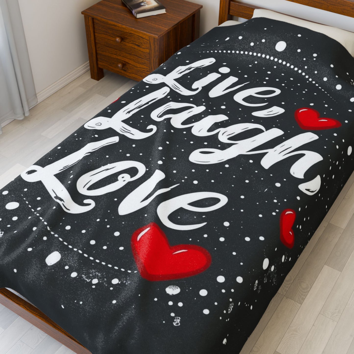 Cozy Velveteen Plush Blanket - Live, Laugh, Love Design, Soft Throw for Home Decor, Gift for Friends, Inspirational Blanket, [...]