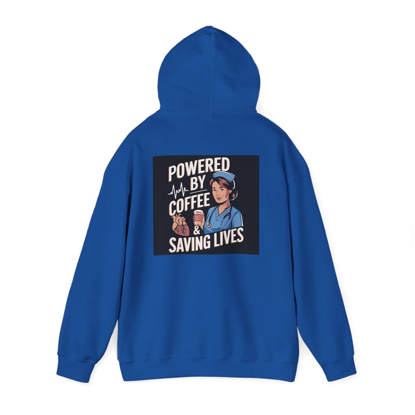 Powered by Coffee Unisex Hoodie, Cozy Sweatshirt, Gift for Nurses, Coffee Lover Apparel, Funny Medical Sweatshirt