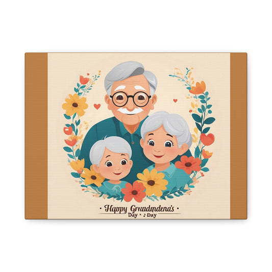 Grandparents Day Canvas Art, Whimsical Family Portrait Print, Wall Decor for Grandparents, Personalized Gift, Family Love Artwork