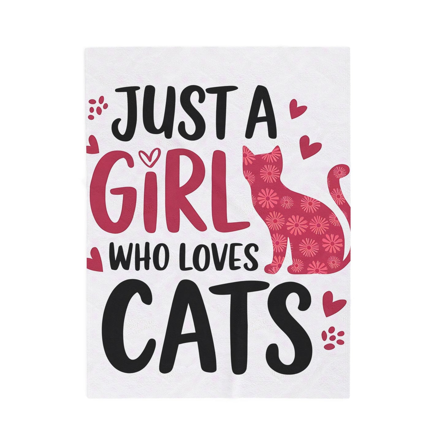 Cute Cat Lover Velveteen Plush Blanket, Cozy Cat Gift, Fleece Throw for Girls, Cat-themed Decor, Perfect for Cat Lovers