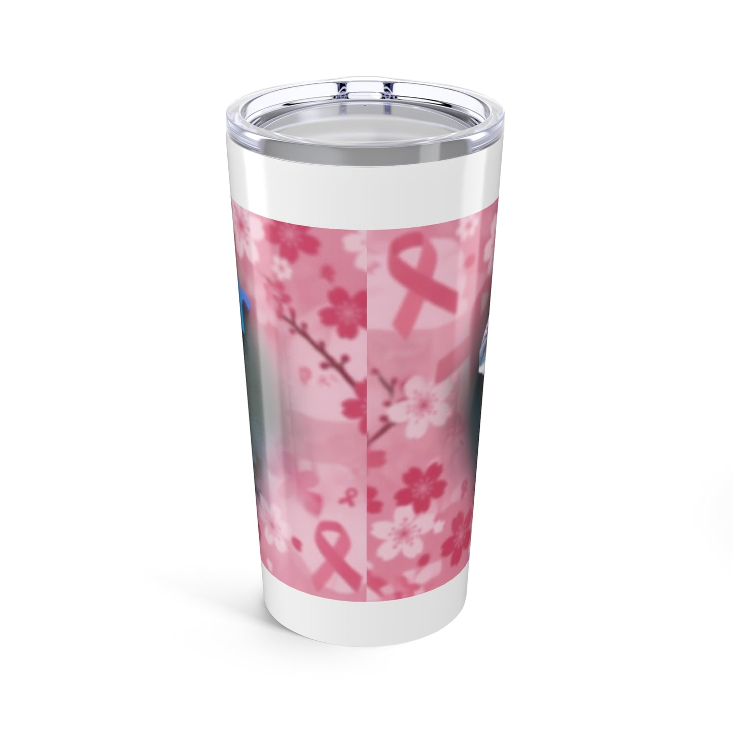 Inspirational Floral Tumbler, Motivational Drinkware, 20oz Travel Mug, Pink Flower Design, Perfect Gift for Her, Breast Cancer Awareness