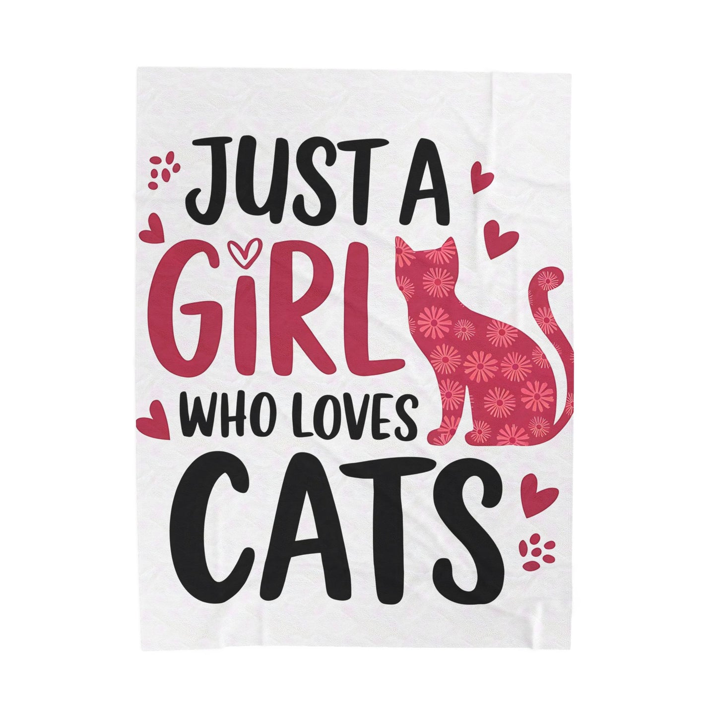 Cute Cat Lover Velveteen Plush Blanket, Cozy Cat Gift, Fleece Throw for Girls, Cat-themed Decor, Perfect for Cat Lovers