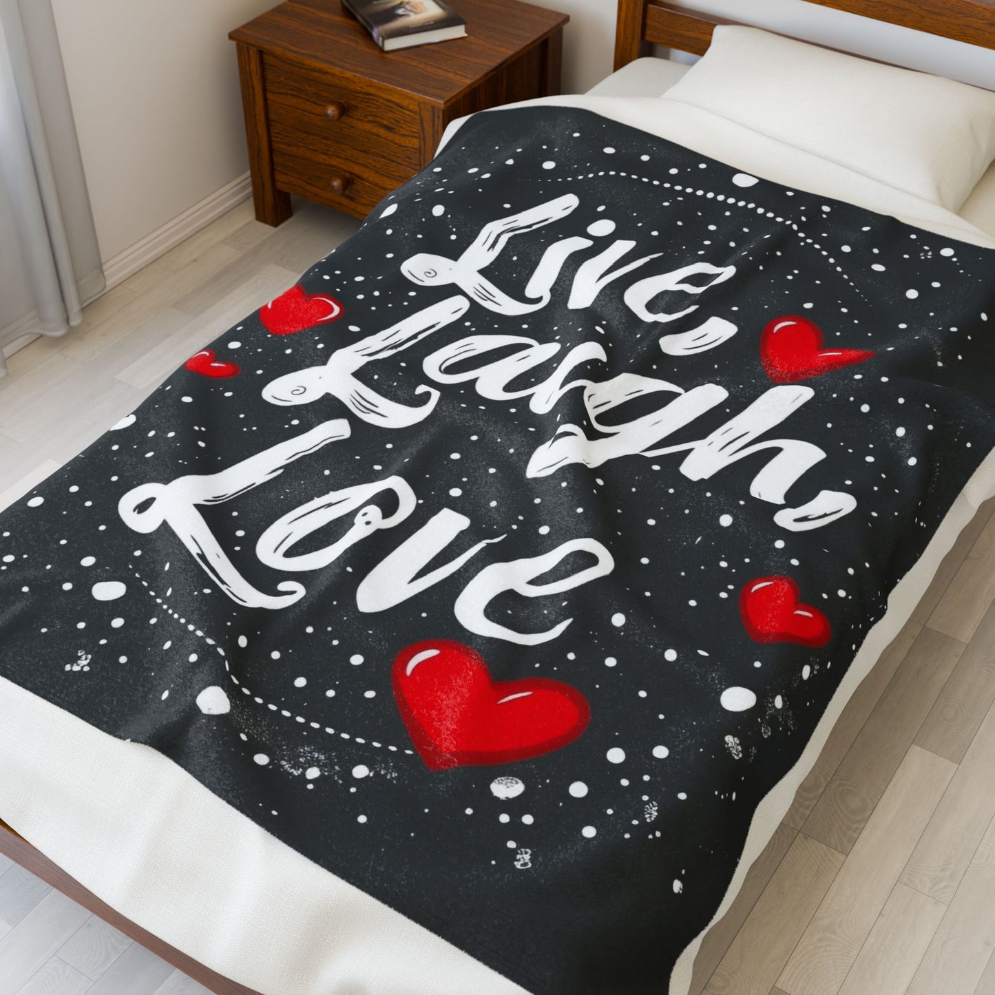 Cozy Velveteen Plush Blanket - Live, Laugh, Love Design, Soft Throw for Home Decor, Gift for Friends, Inspirational Blanket, [...]