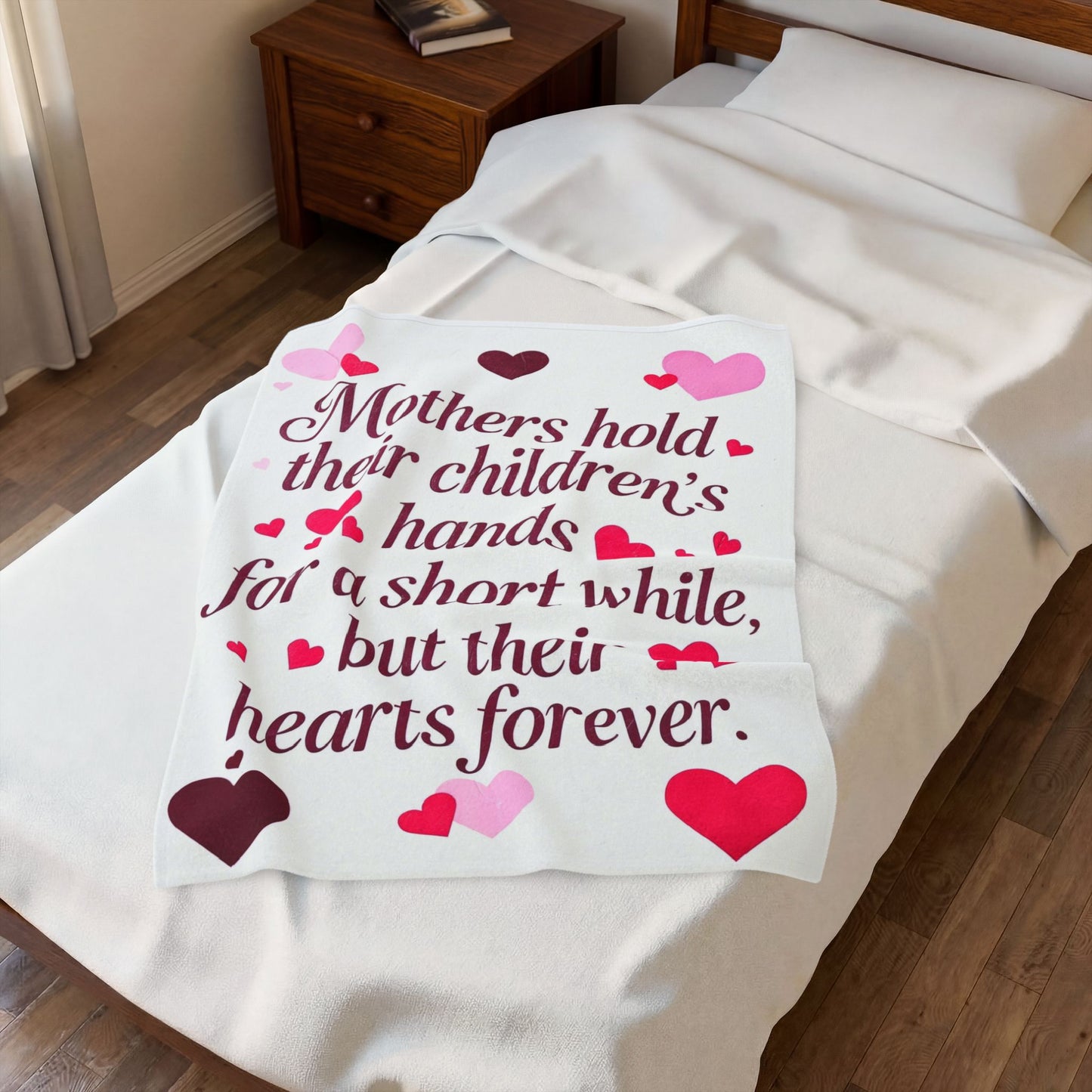 Mothers Hold Their Children's Hands Velveteen Plush Blanket
