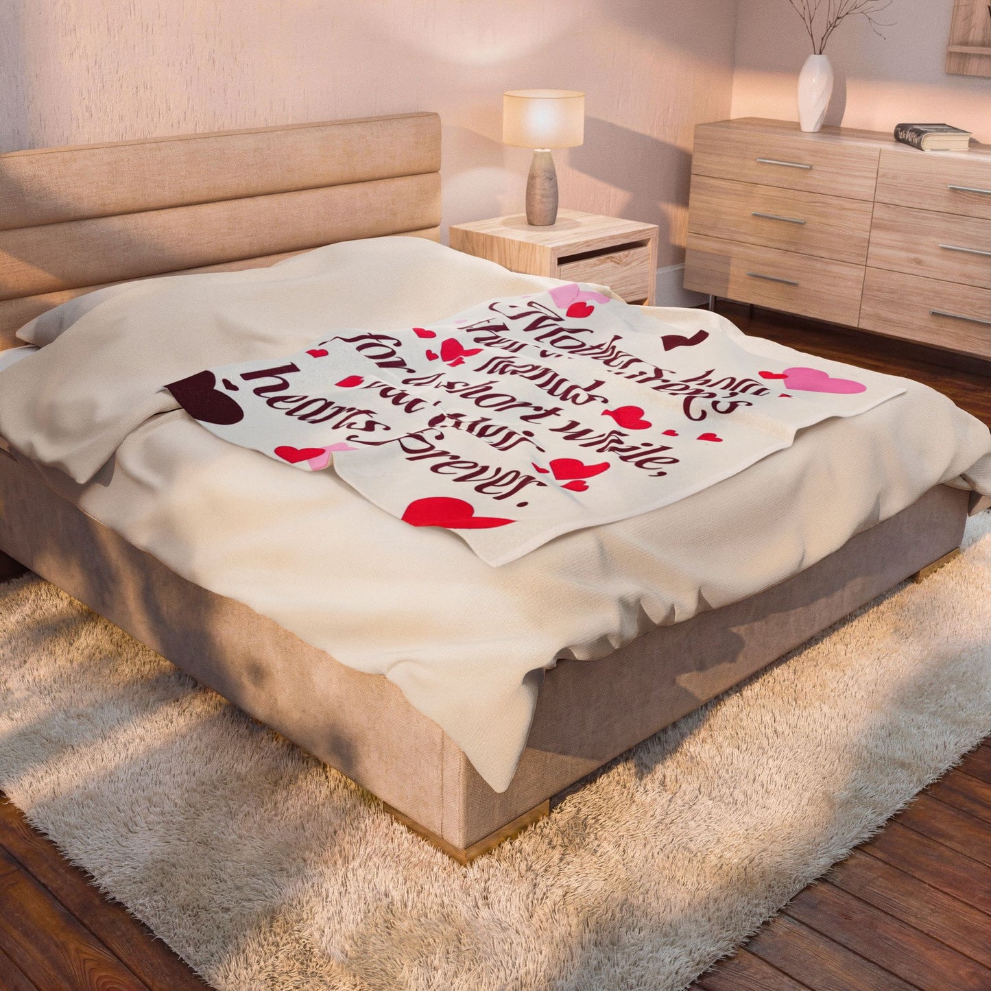 Mothers Hold Their Children's Hands Velveteen Plush Blanket