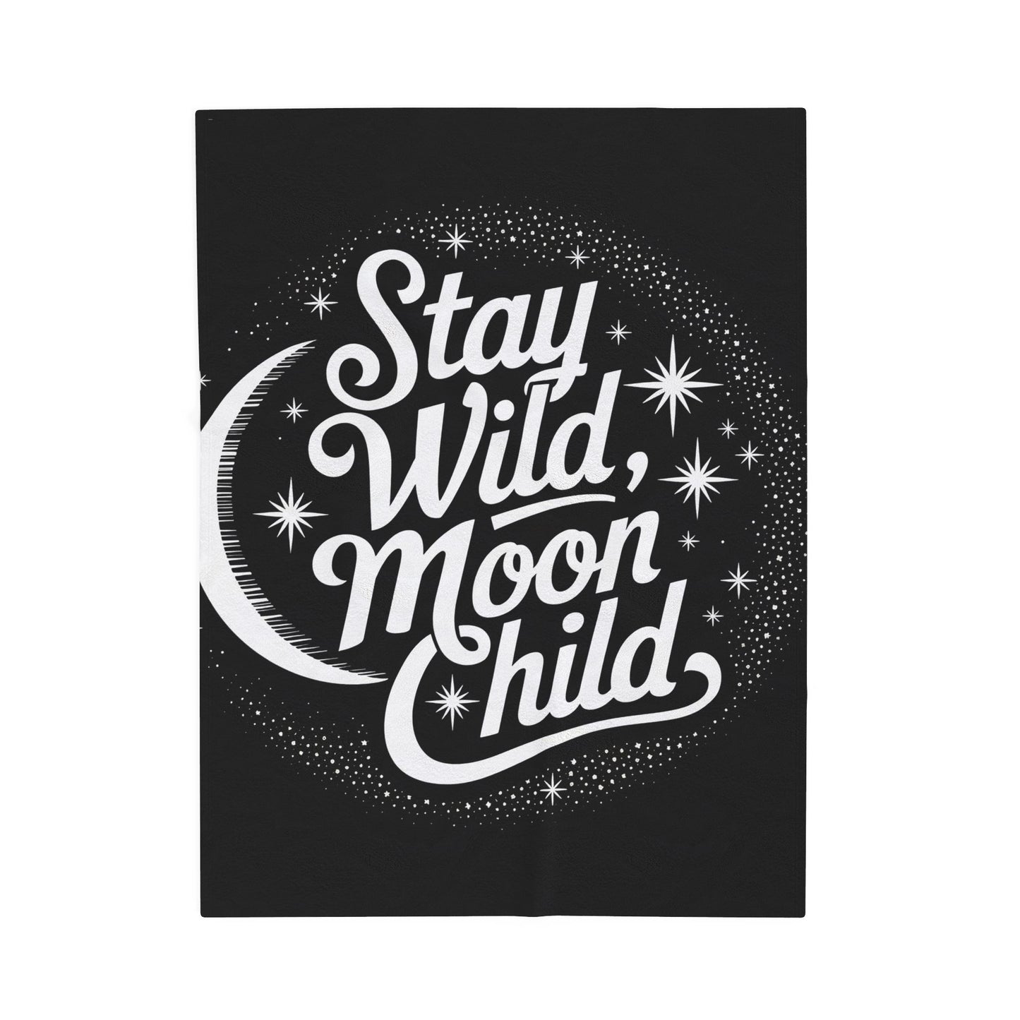 Moon Child Velveteen Plush Blanket, Cozy Throw for Boho Decor, Gift for Astrology Lovers, Soft Blanket for Home, Stay Wild Blanket