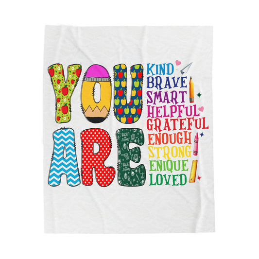 Inspirational Velveteen Plush Blanket - Cozy Comfort Throw, Kind Brave Grateful Design, Perfect Gift for Encouragement, Home Decor, [...]