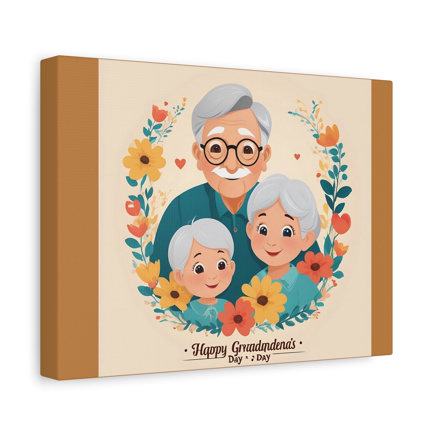 Grandparents Day Canvas Art, Whimsical Family Portrait Print, Wall Decor for Grandparents, Personalized Gift, Family Love Artwork