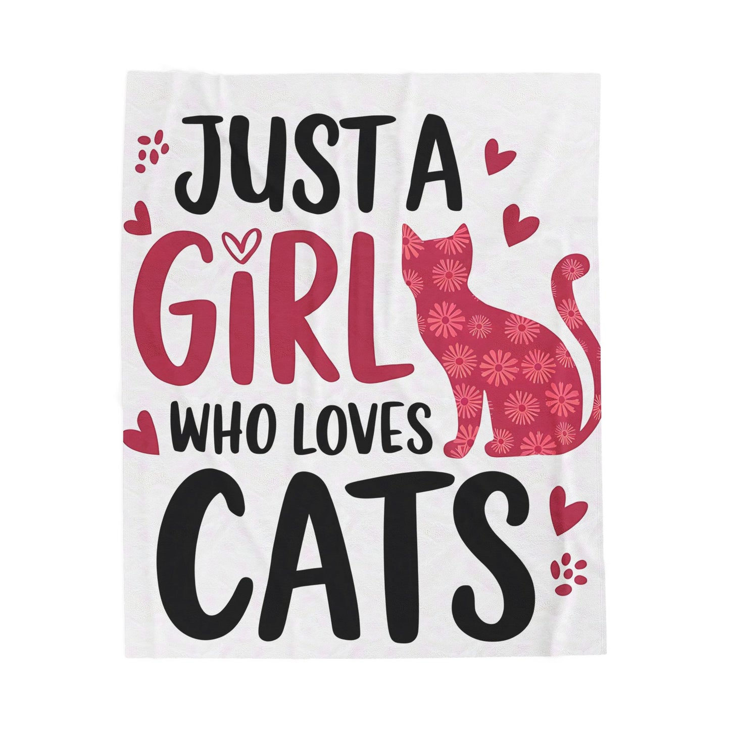 Cute Cat Lover Velveteen Plush Blanket, Cozy Cat Gift, Fleece Throw for Girls, Cat-themed Decor, Perfect for Cat Lovers