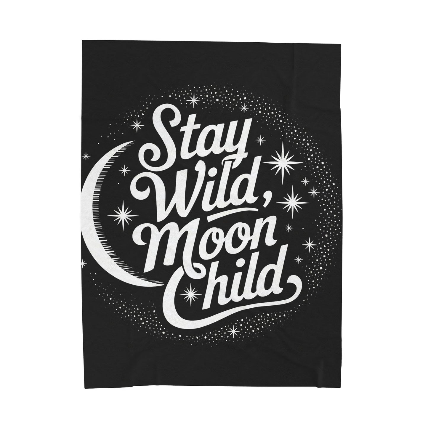 Moon Child Velveteen Plush Blanket, Cozy Throw for Boho Decor, Gift for Astrology Lovers, Soft Blanket for Home, Stay Wild Blanket