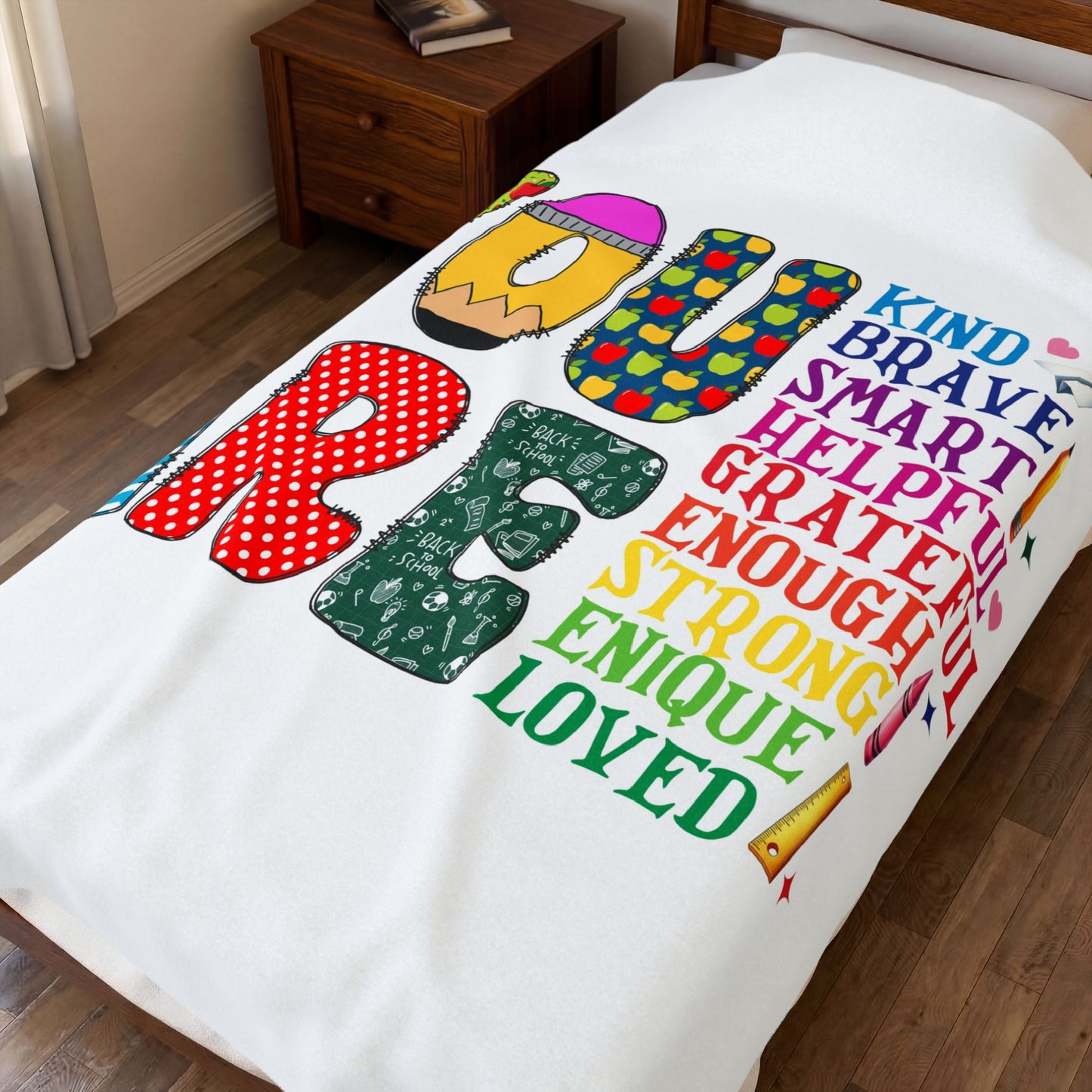Inspirational You Are Velveteen Plush Blanket