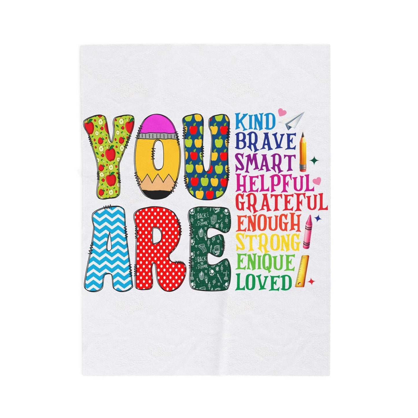 Inspirational Velveteen Plush Blanket - Cozy Comfort Throw, Kind Brave Grateful Design, Perfect Gift for Encouragement, Home Decor, [...]