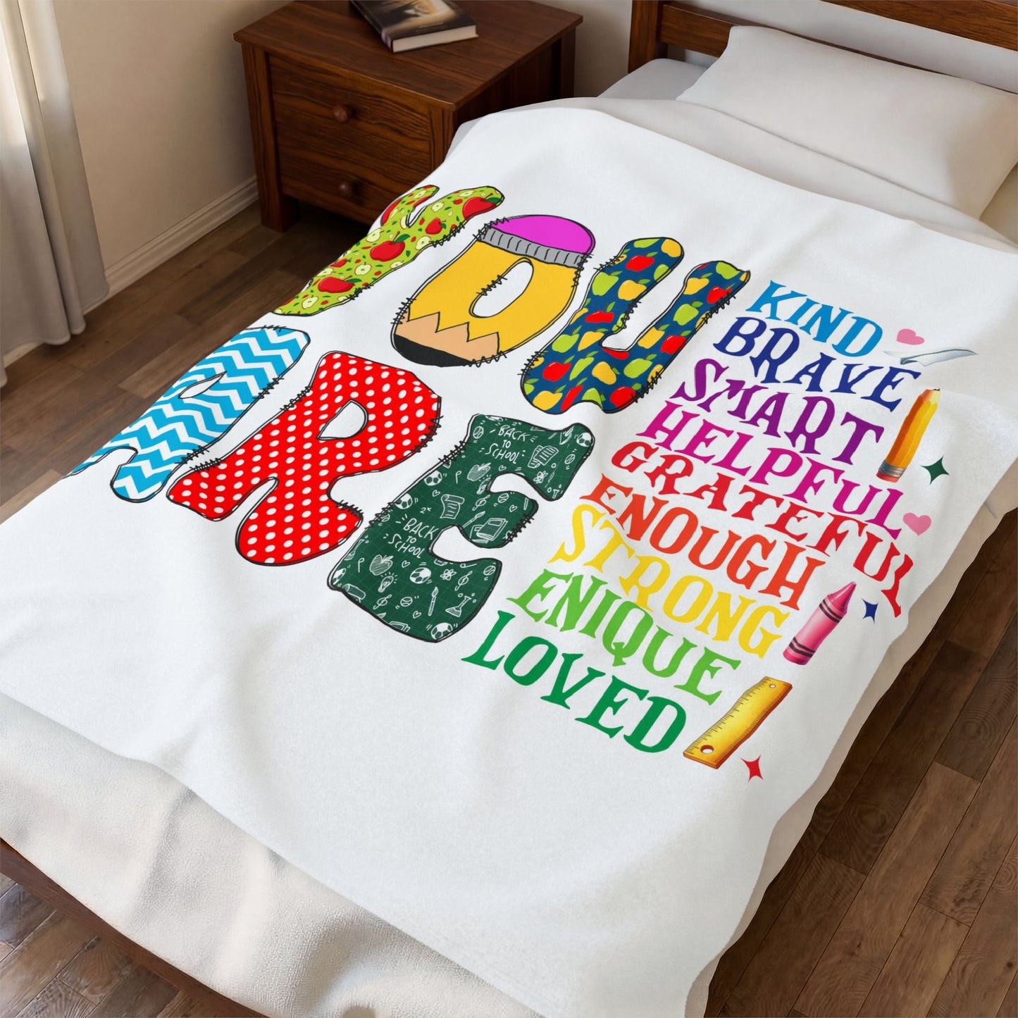 Inspirational You Are Velveteen Plush Blanket