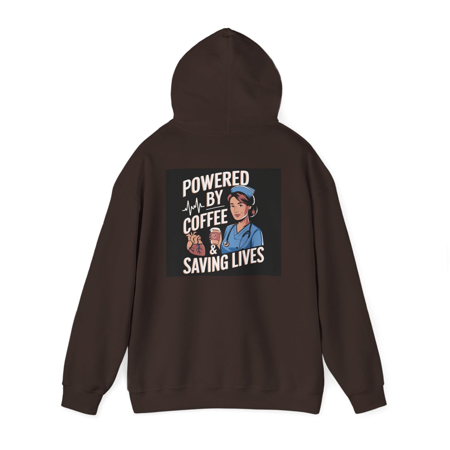 Powered by Coffee Unisex Hoodie, Cozy Sweatshirt, Gift for Nurses, Coffee Lover Apparel, Funny Medical Sweatshirt