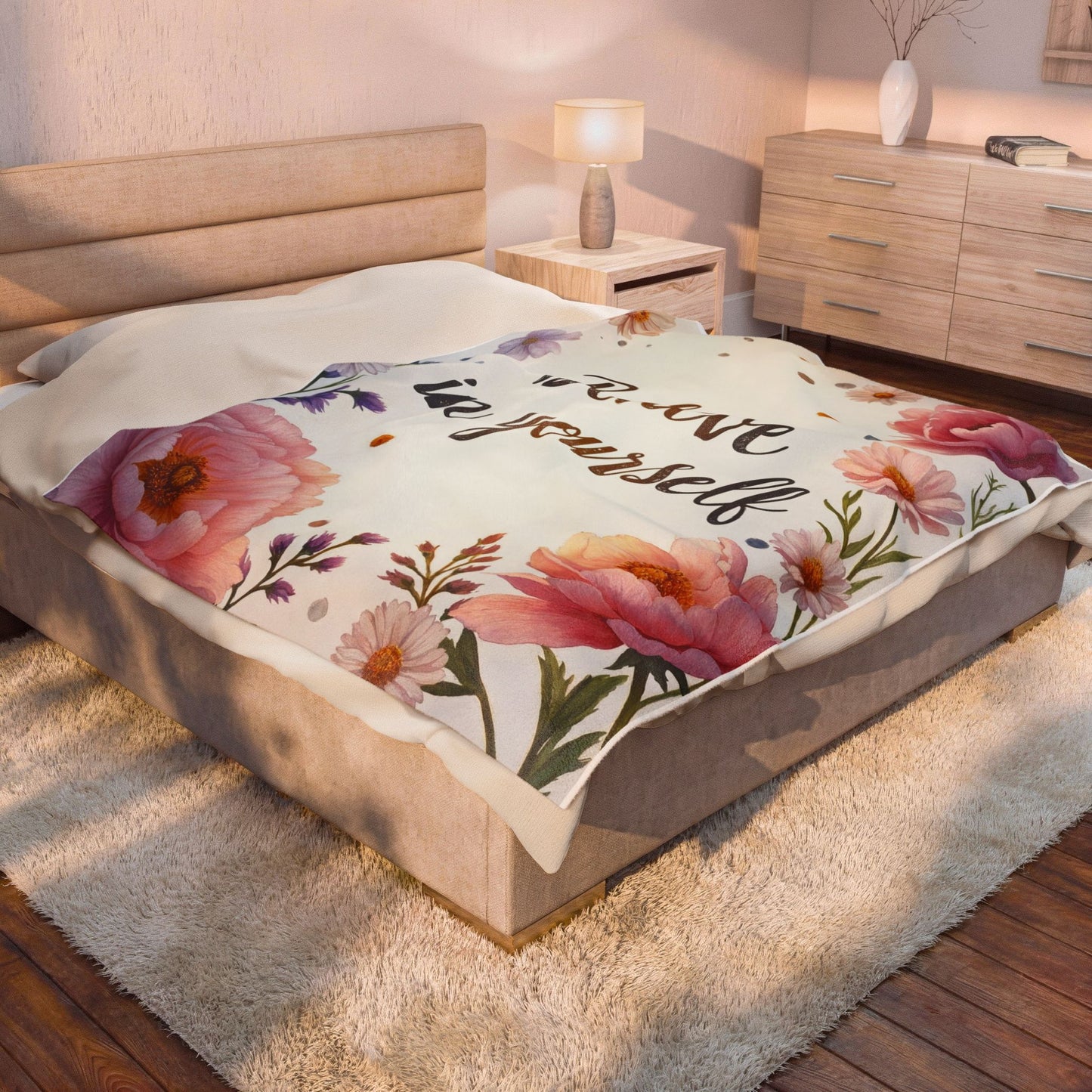 Inspirational Believe In Yourself Floral Velveteen Plush Blanket