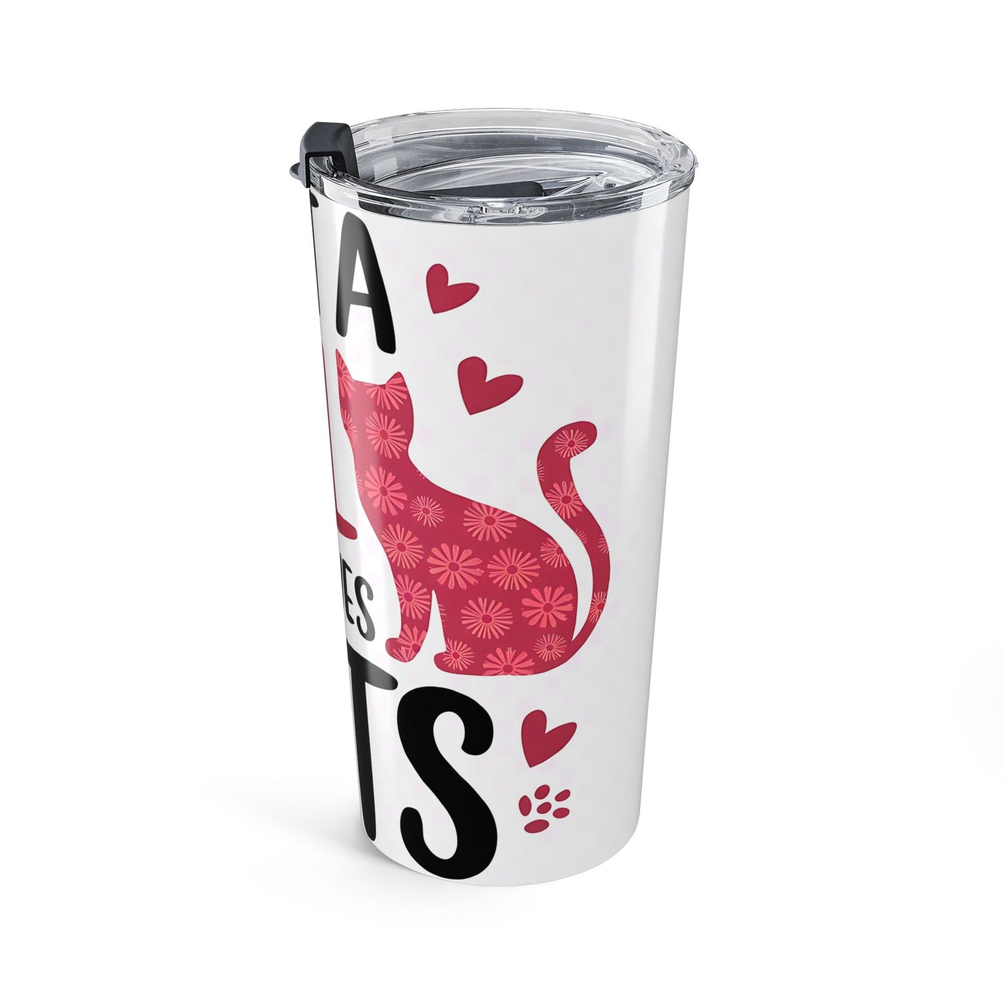 Just a Girl Who Loves Cats Tumbler | 20oz Travel Mug, Cat Lover Gift, Pet Lover Drinkware, Cute Cat Tumbler, Unique Gift for Her