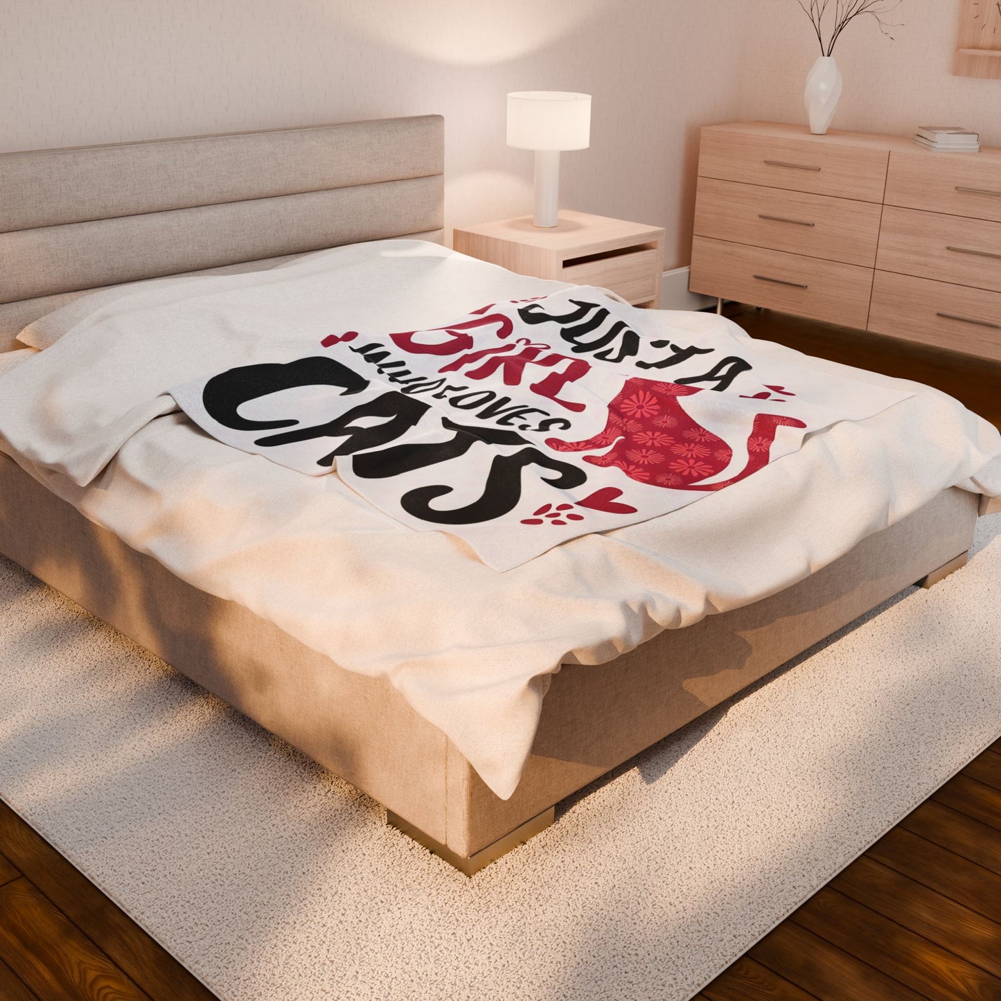 Cute Cat Lover Velveteen Plush Blanket, Cozy Cat Gift, Fleece Throw for Girls, Cat-themed Decor, Perfect for Cat Lovers