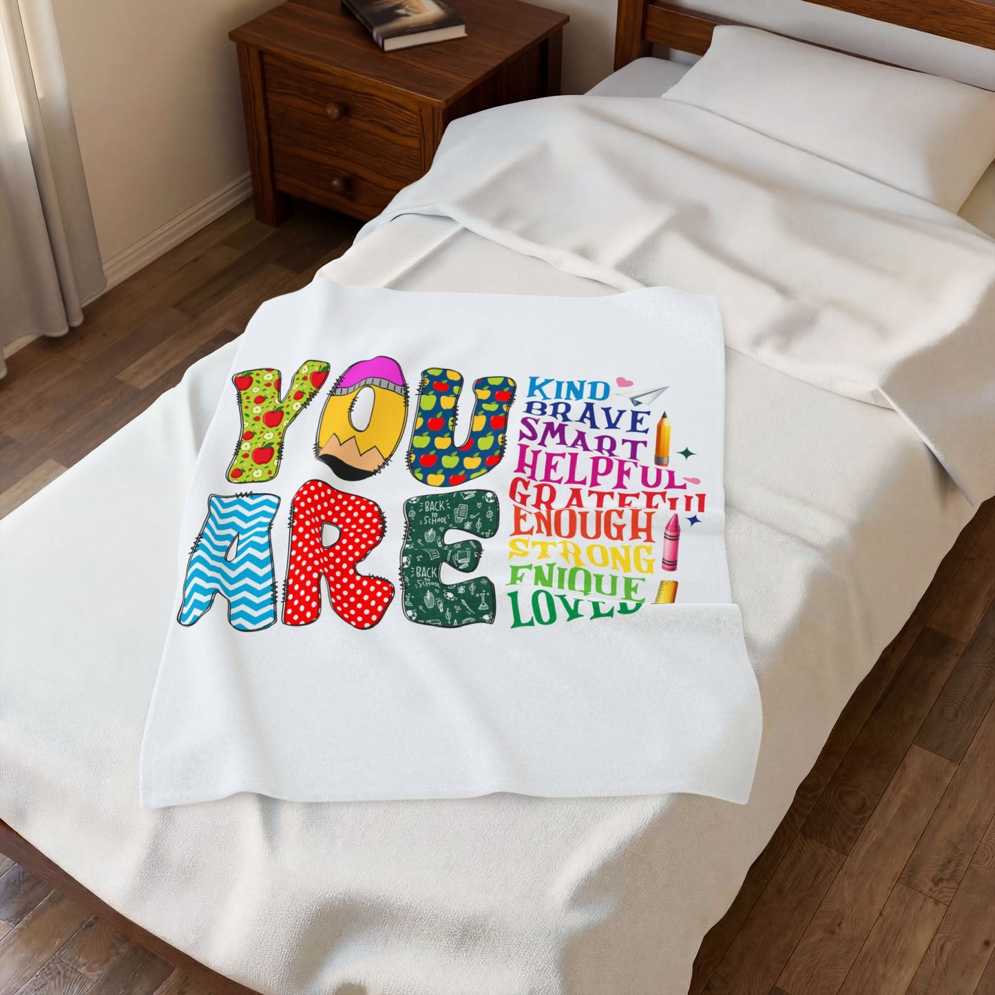 Inspirational You Are Velveteen Plush Blanket