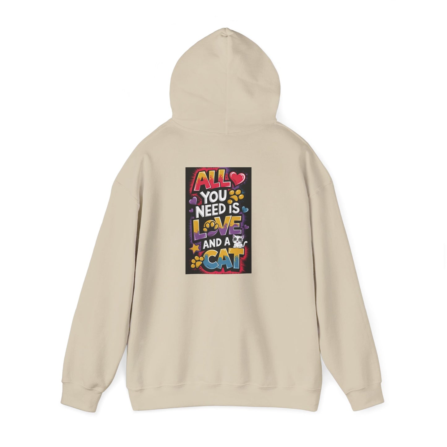 Cat Lover's Unisex Hooded Sweatshirt, Cozy Gift for Cat Owners, Cute Pet Hoodie, Perfect for Fall, Love and a Cat Design