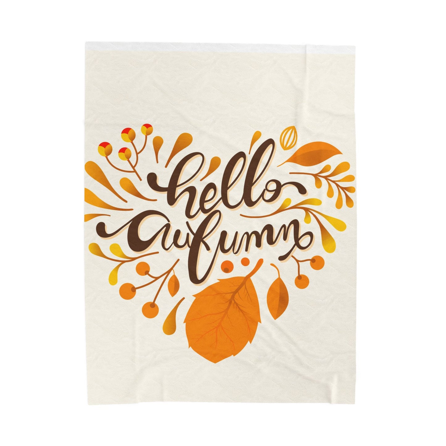 Autumn Hello Velveteen Plush Blanket | Cozy Fall Throw, Thanksgiving Gift, Seasonal Home Decor, Warm Blanket, Gift for Her